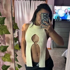 Stylish Cream Halter Top